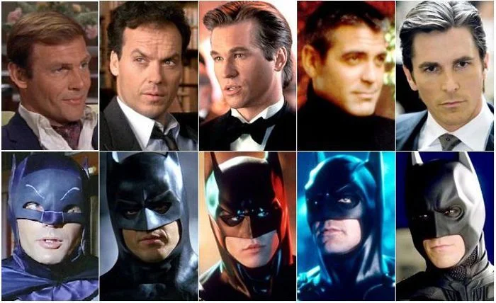 Evolucion visual de Batman en el cine por diferentes actores Evolución visual de Batman en el cine por diferentes actores