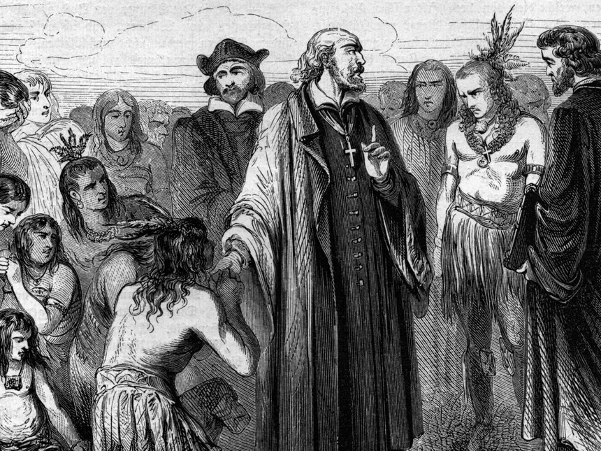 Fray Bartolome de las Casas como obispo en Chiapas defendiendo a los indigenas Fray Bartolomé de las Casas como obispo en Chiapas defendiendo a los indígenas