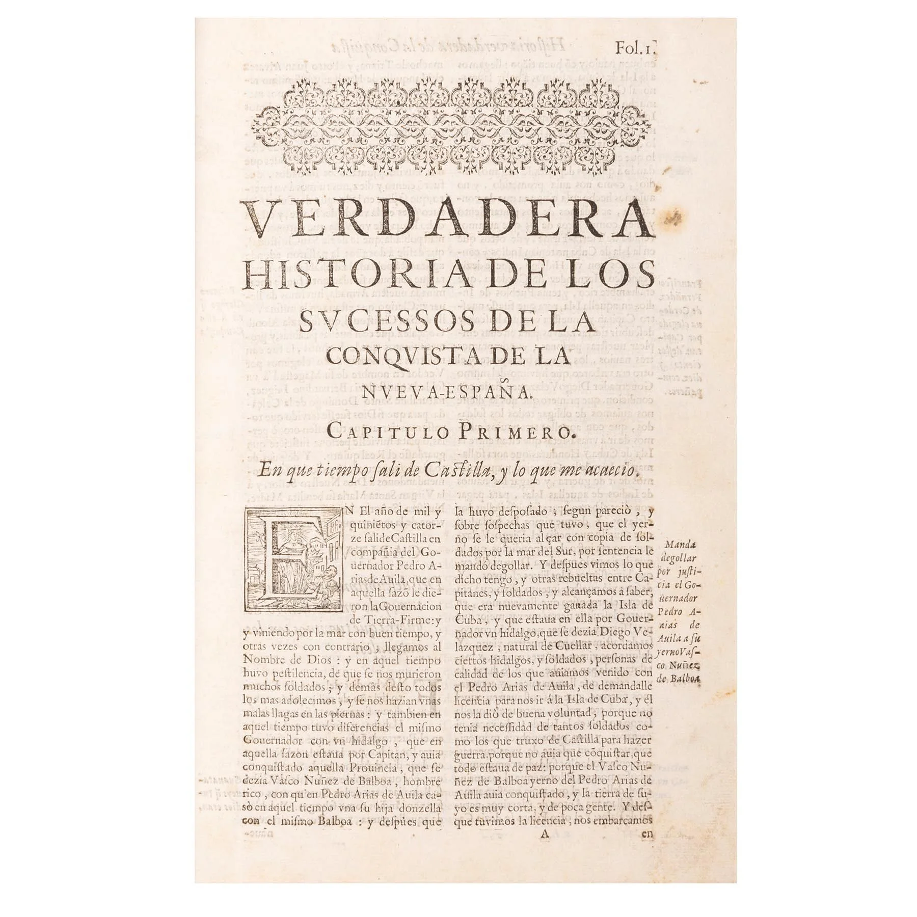 Portada antigua Historia verdadera Díaz del Castillo